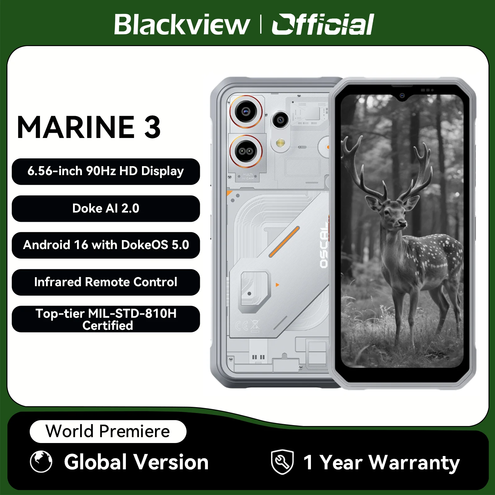 Blackview OSCAL MARINE 3 - 6.56" HD Smartphone, 5000mAh Battery