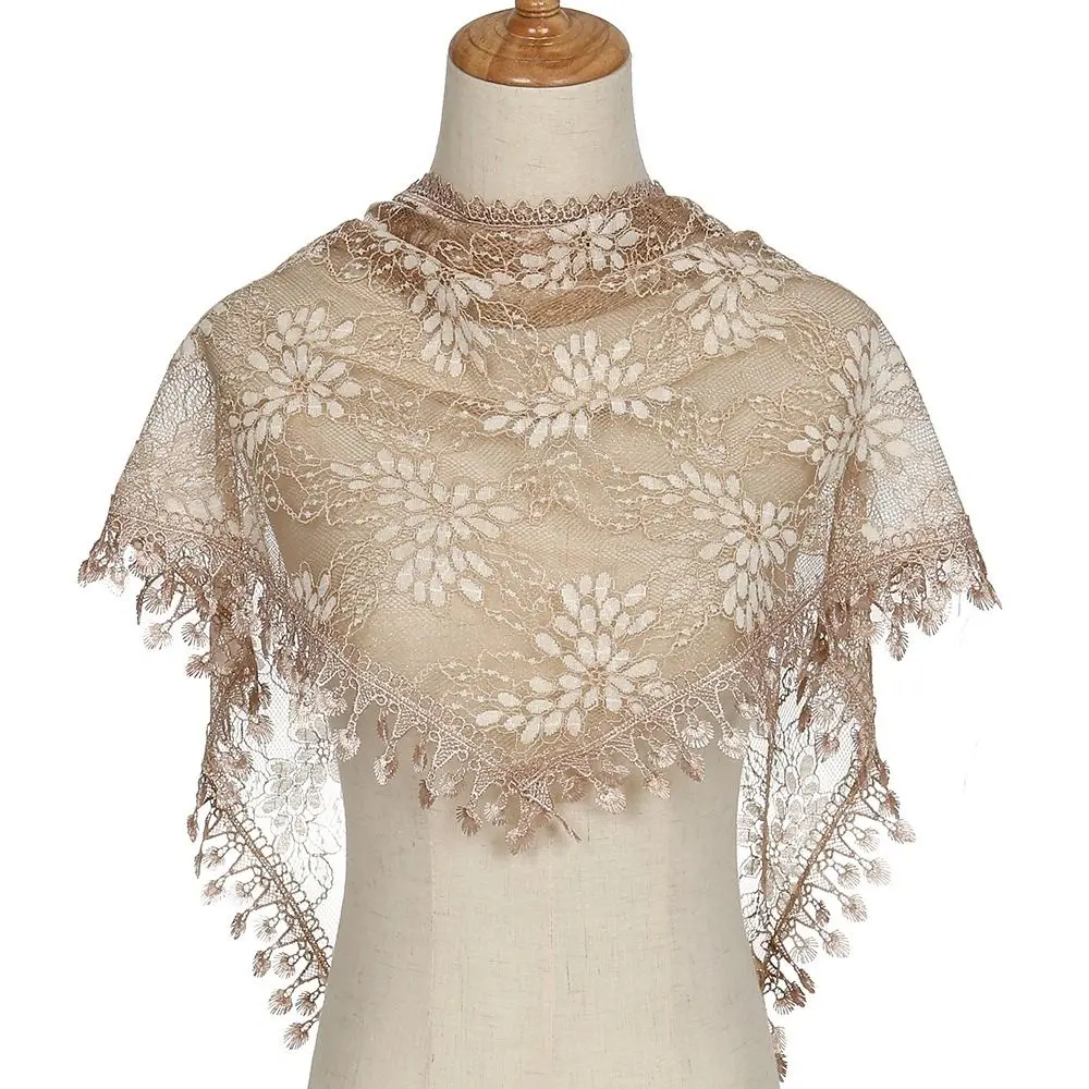 

Casual Vintage Lace Flower Hair Scarf Shawl Cute Chic Style Bandanas for Women Thin Bohemian Triangle Head Scarf Photography