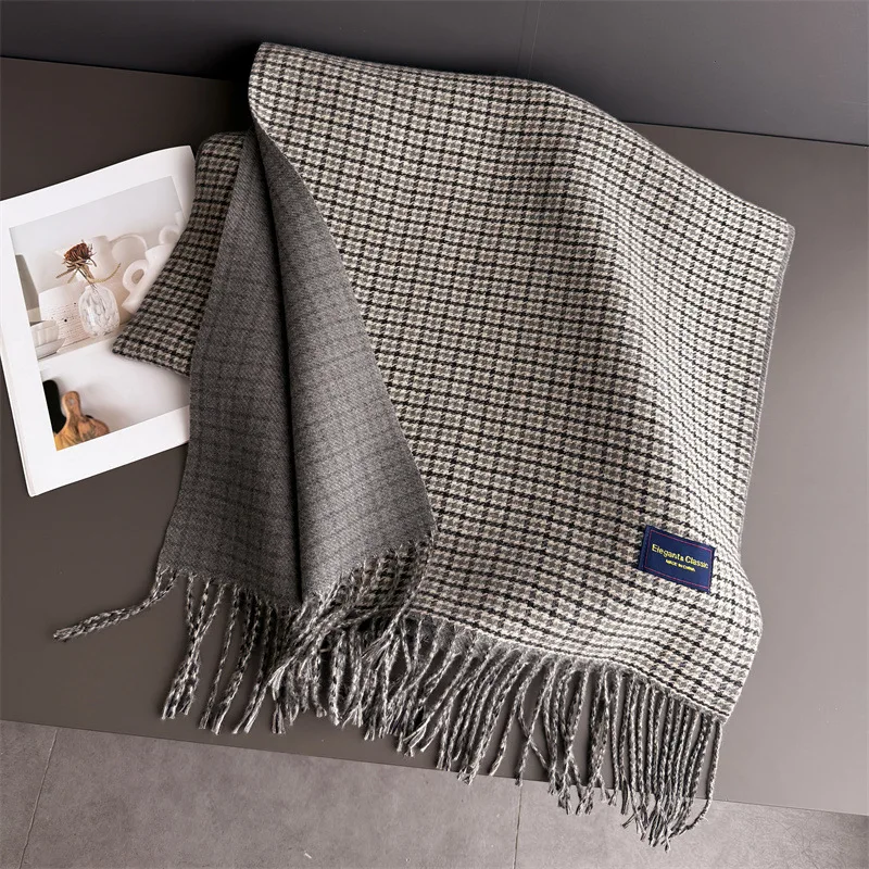

Everyday Casual Retro Women Scarf Plaid Designer Neckerchief Winter Cashmere Shawl Blanket Wrap Pashmina Tassel Warm