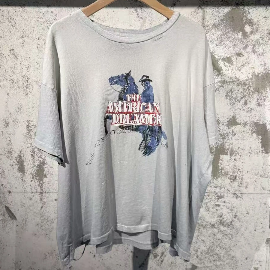 

Baby Blue Paly 25ss American Dreamer Винтажная футболка для мужчин и женщин, топ лучшего качества, футболка