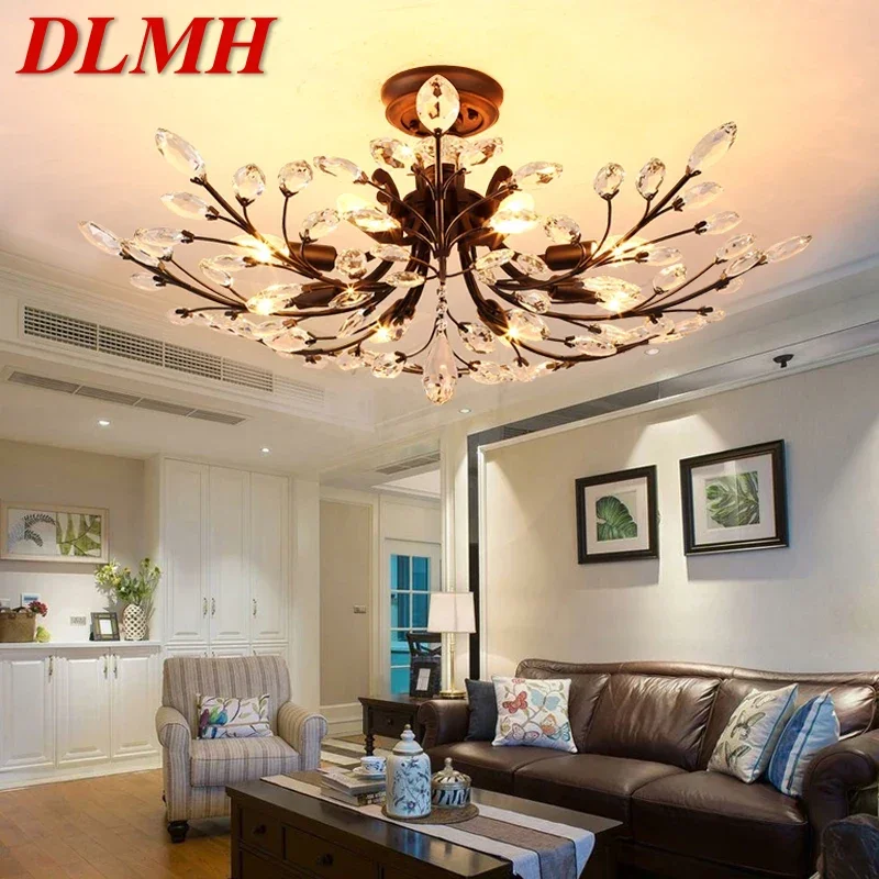 

DLMH Modern Crystal Ceiling Light American Country LED Creativity Living Room Dining Room Bedroom Coffee shop clothing store