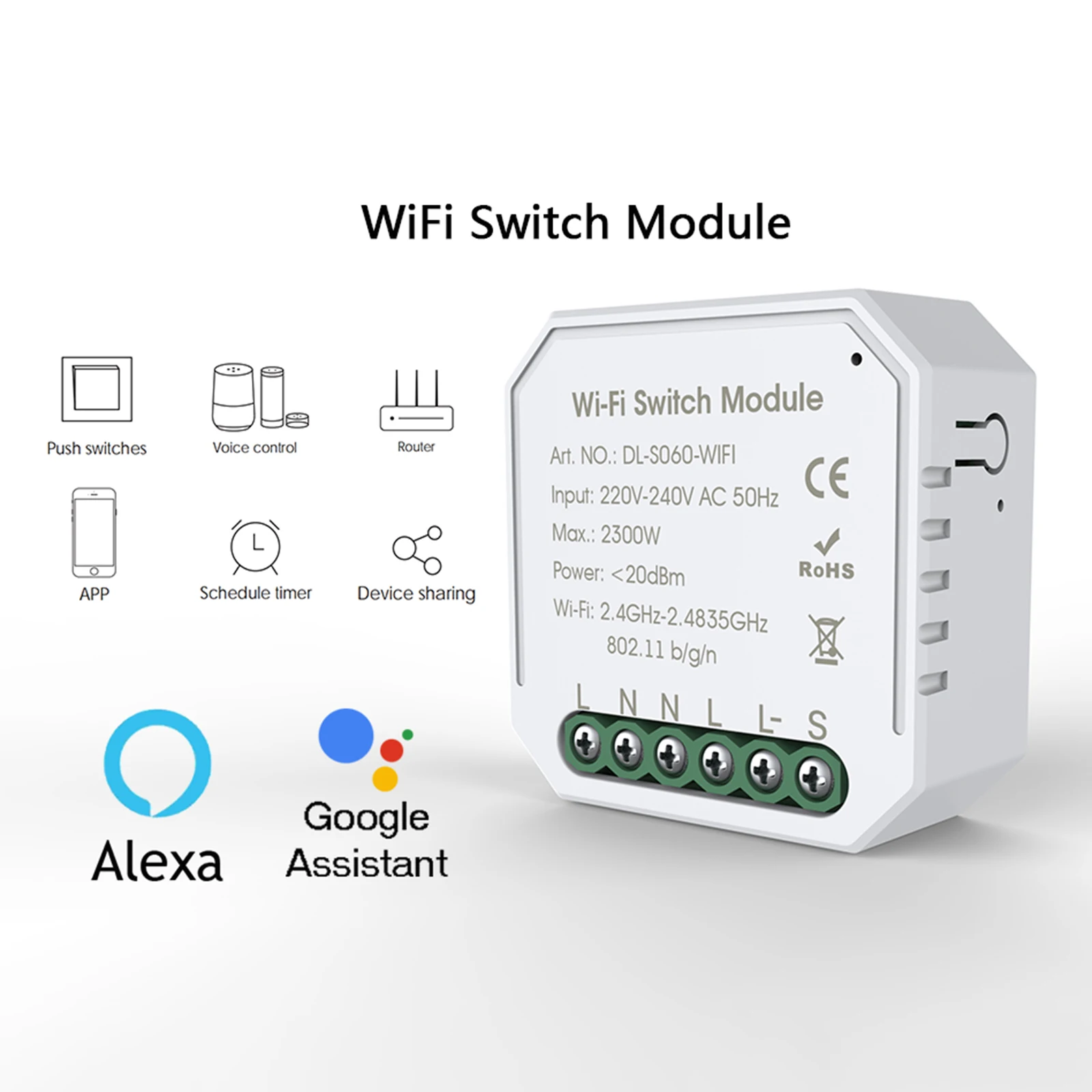 Mini Wifi Smart Switch Smart home modulo interruttore luce fai da te, telecomando Alexa Google Home voice control