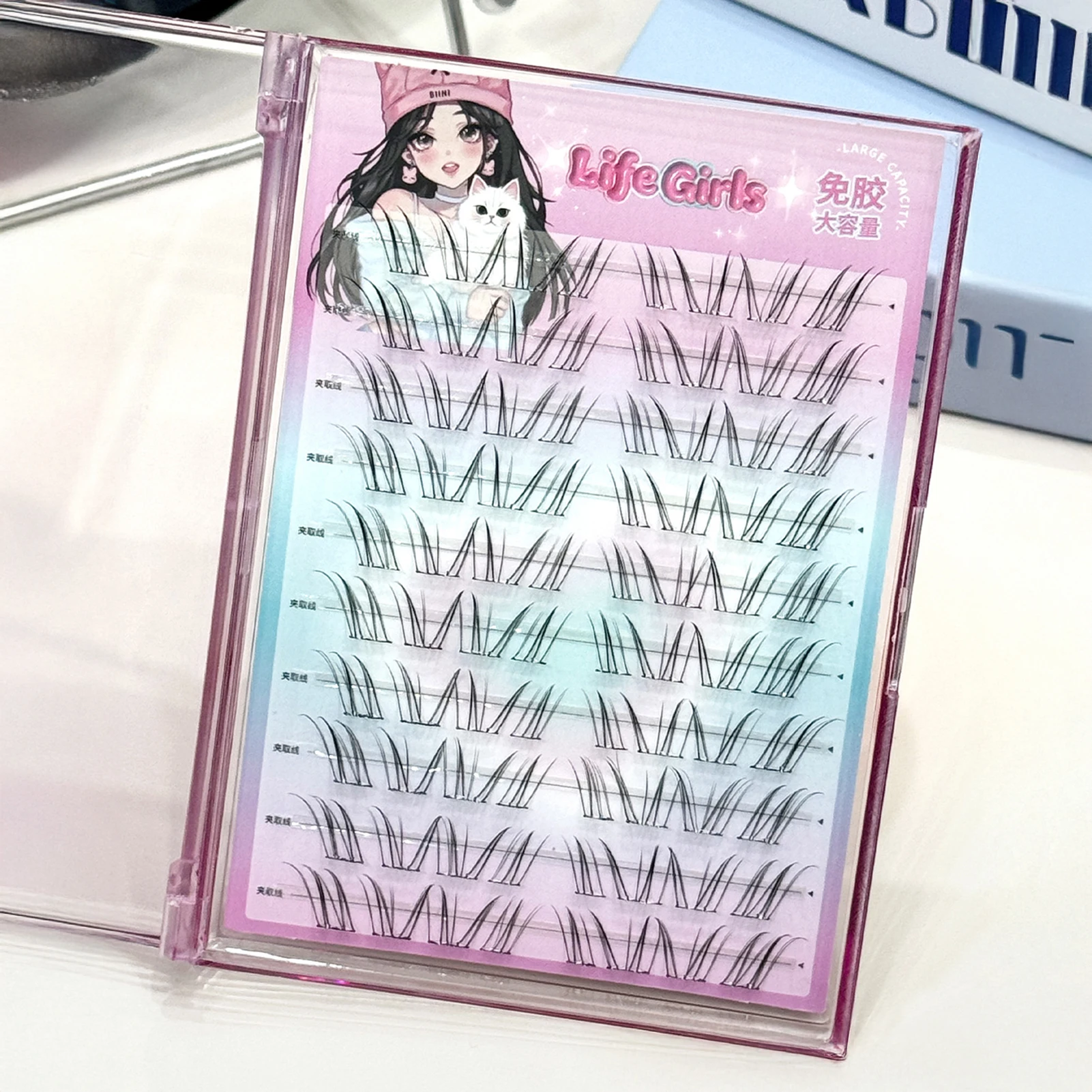 Nuevo estilo chino pestañas postizas sin pegamento Natural fino suave transparente tallo Hada pestañas postizas extensión de pestañas segmentadas