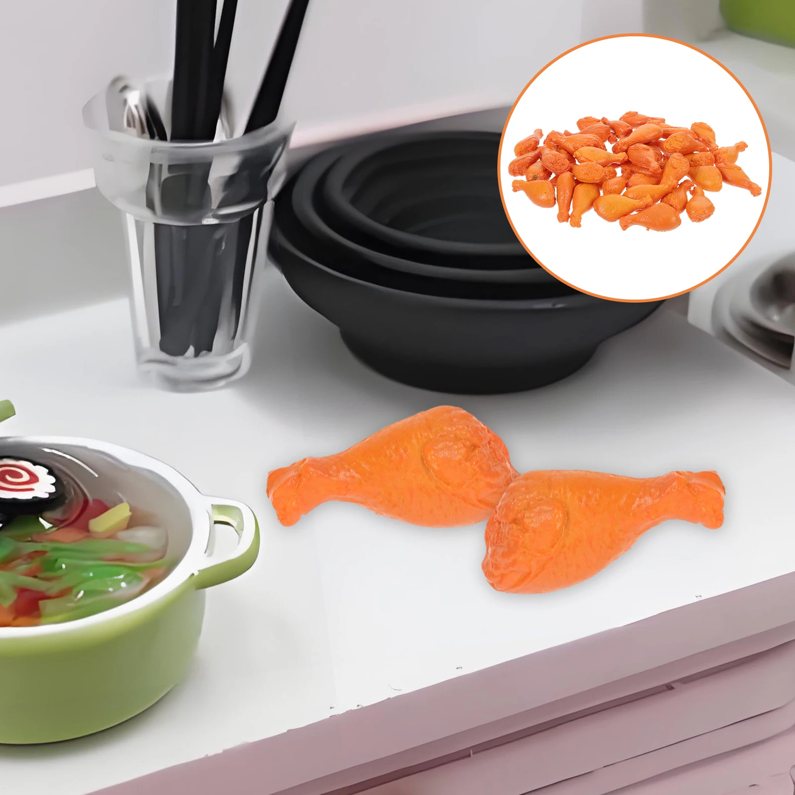 

40pcs Miniature Chicken Legs Fake Food Realistic Red Braised Dollhouse Lightweight Play Kitchen Accessories For