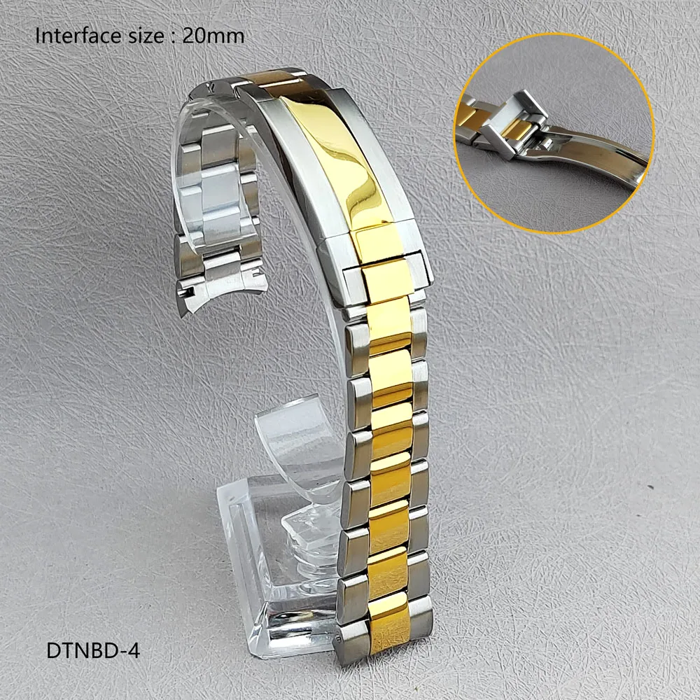 عرض النطاق الترددي 20 مللي متر VK63 سوار ساعة ذهبي وردي سوار من الفولاذ المقاوم للصدأ مع مشبك أمان لساعة الباندا من نوع كرونوغراف reloj