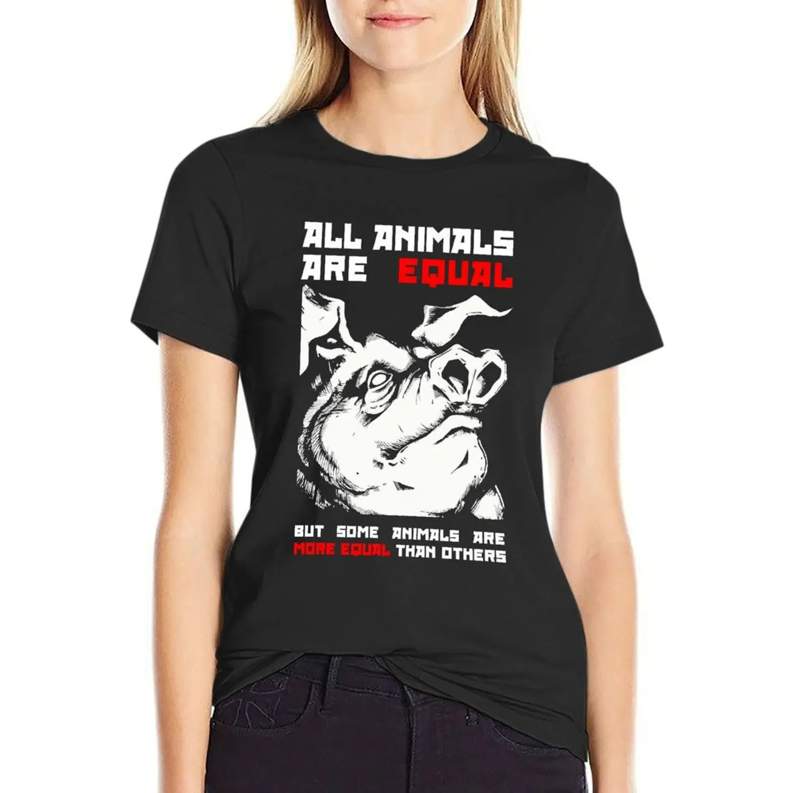 

All animals are equal T-Shirt tops summer clothes anime summer top Women's cotton t-shirt