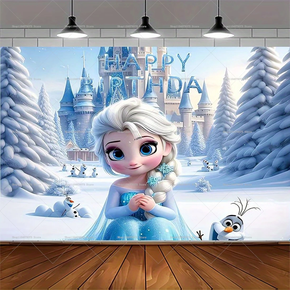 Disney Frozen Photography Background Princess Anna Elsa Children\'s Birthday Party Background Decoration Baby Party Props Banner