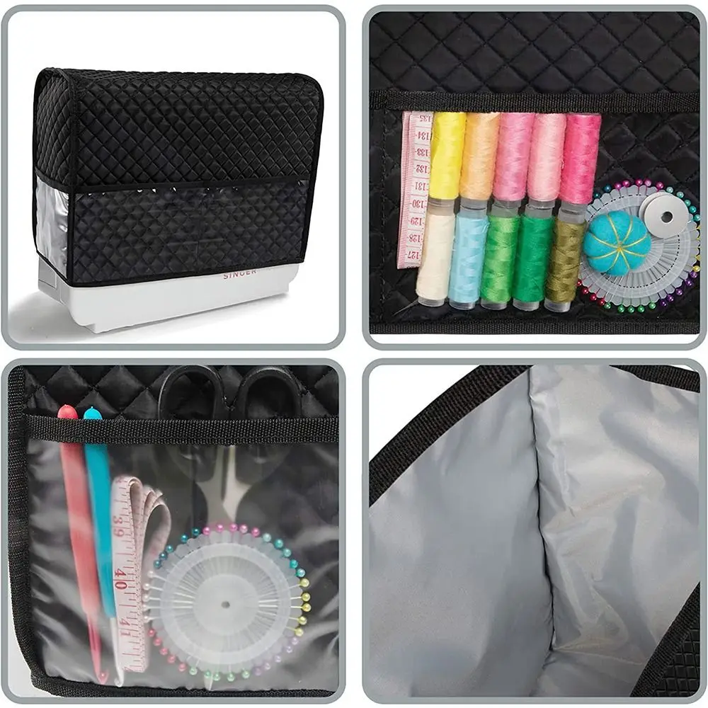 Reusable Sewing Machine Cover Anti Dust Waterproof Scratch-proof Dust Cover PVC Protective with Storage Pockets