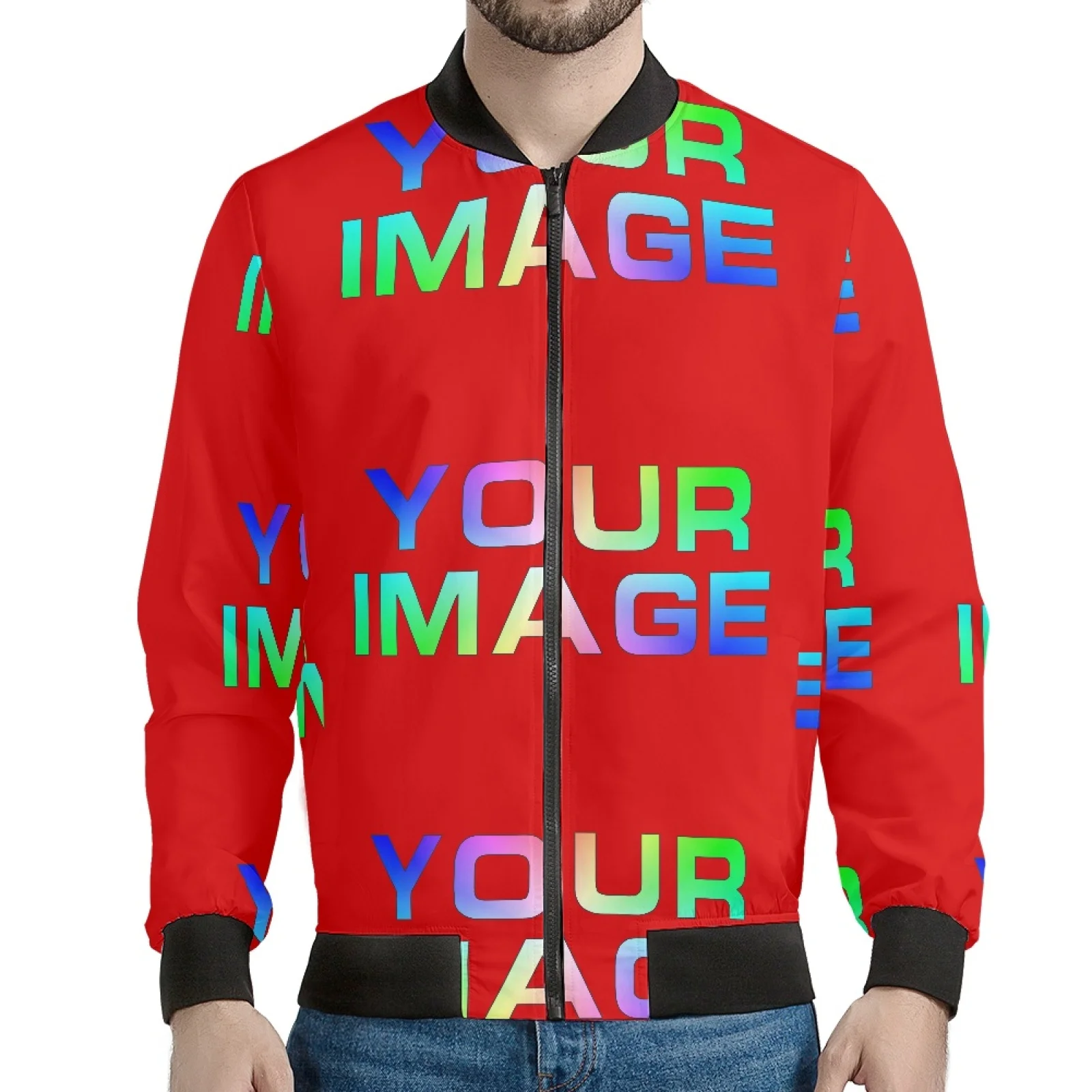 Spring and Autumn Baseball Collar Short Loose Jacket Men's Business Casual Thin Coat Trend Custom Print On Demand
