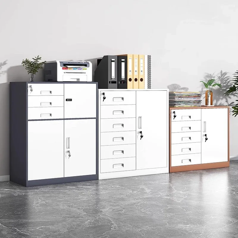 Office file cabinet information Iron sheet Household low cabinet Drawer with lock Small cabinet Storage Floor-to-ceiling steel