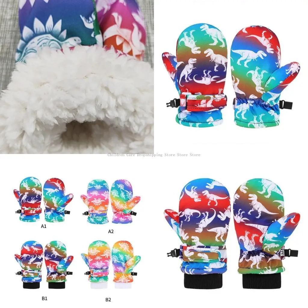 

Kids Colorful Warm Gloves for Skiing Soft Polyester Insulated Mittens Animal Pattern Winter Gloves Comfortable Handwear