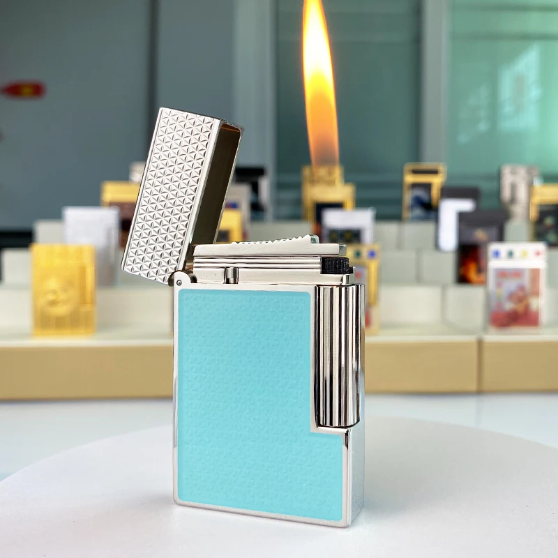 New commemorative edition luxury butane lighter single and double flame flat tone natural paint smoker L2 series 19004