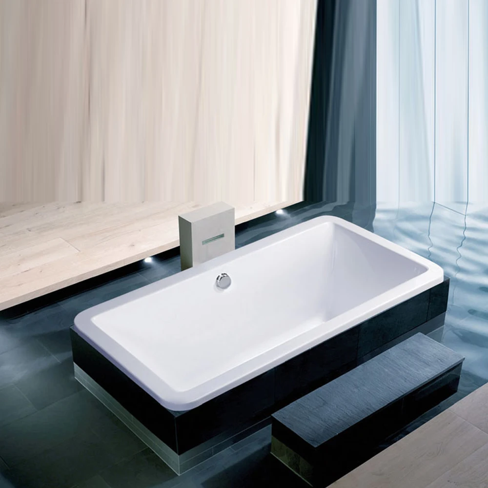 Picture 3: Bathtub for Adult Solid Surface Acrylic Bathtub With Pedal Drainage Built in Bathtub