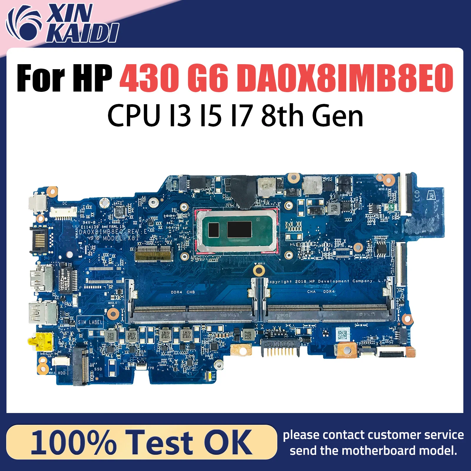 DA0X8IMB8E0 Mainboard For HP 430 G6 L44504-001 L44502-001 L44505-601 Laptop Motherboard With I3 I5 I7 8th CPU DDR4