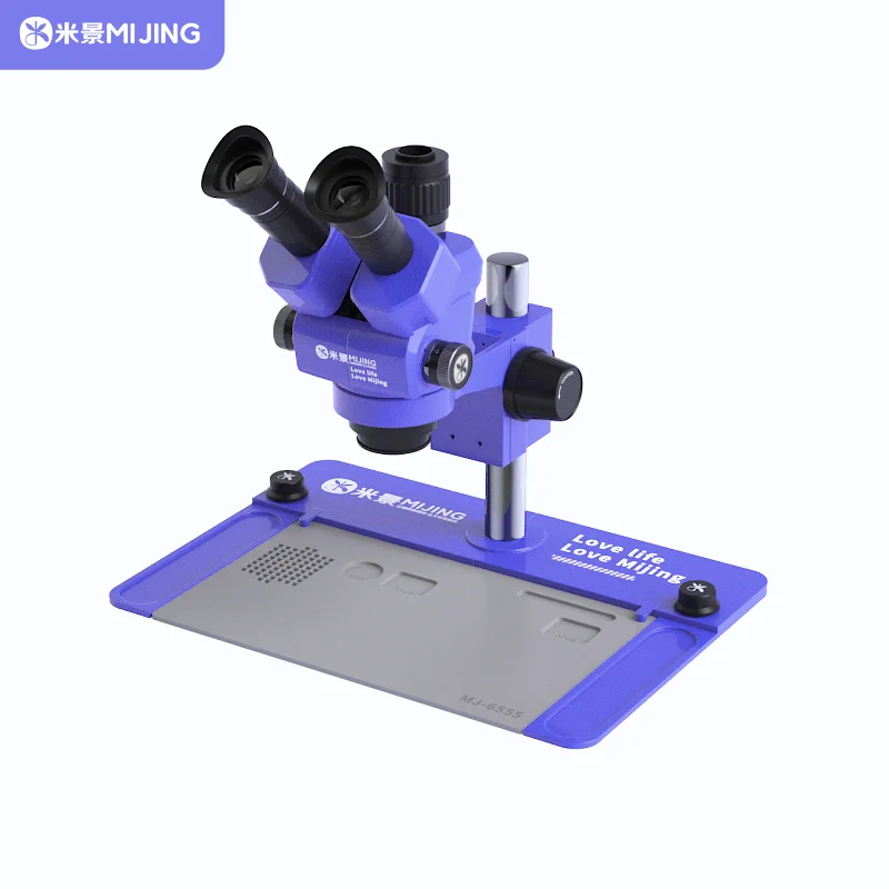 Microscope trinoculaire de MJ-6555 d'Ata jing 4K HD pour le microscope mobile de HD de réparation de carte mère de matin avec des outils résistants à la chaleur de protection