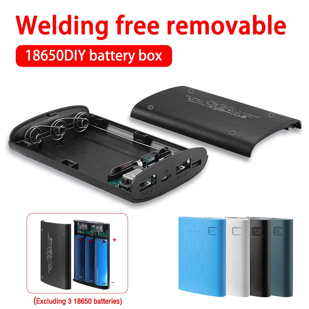 3.7V 3x18650 Battery Case DIY Power Bank Box Type-C Micro Mobile Power Supply Shell Housing 3 Slots Battery Storage Boxes