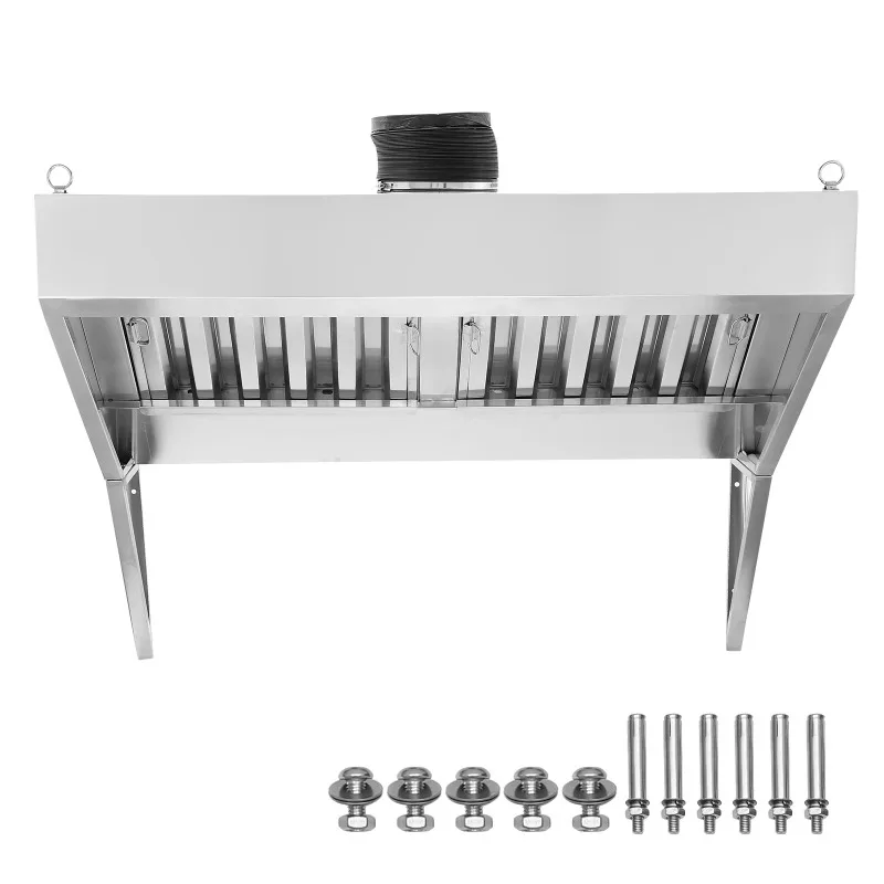

SucceBuy 4/5/6/7/8/9FT Commercial Exhaust 201 Stainless Steel Concession Hood Under Cabinet Range Hood Kitchen Vent Hood Sliver