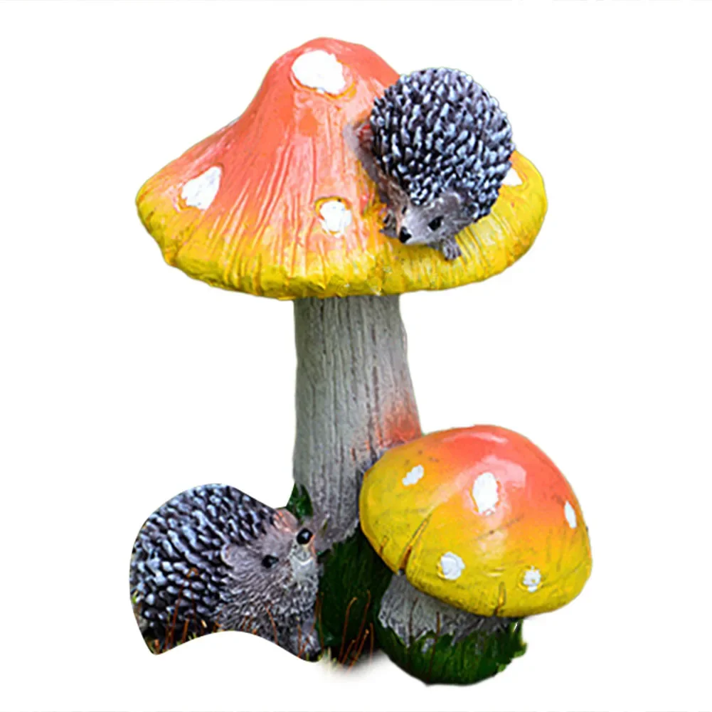 Decorative Hedgehog and Mushroom Figurine Excellent Resilience Beautiful Mini Ornaments for All Homes Perfect for Microscapes