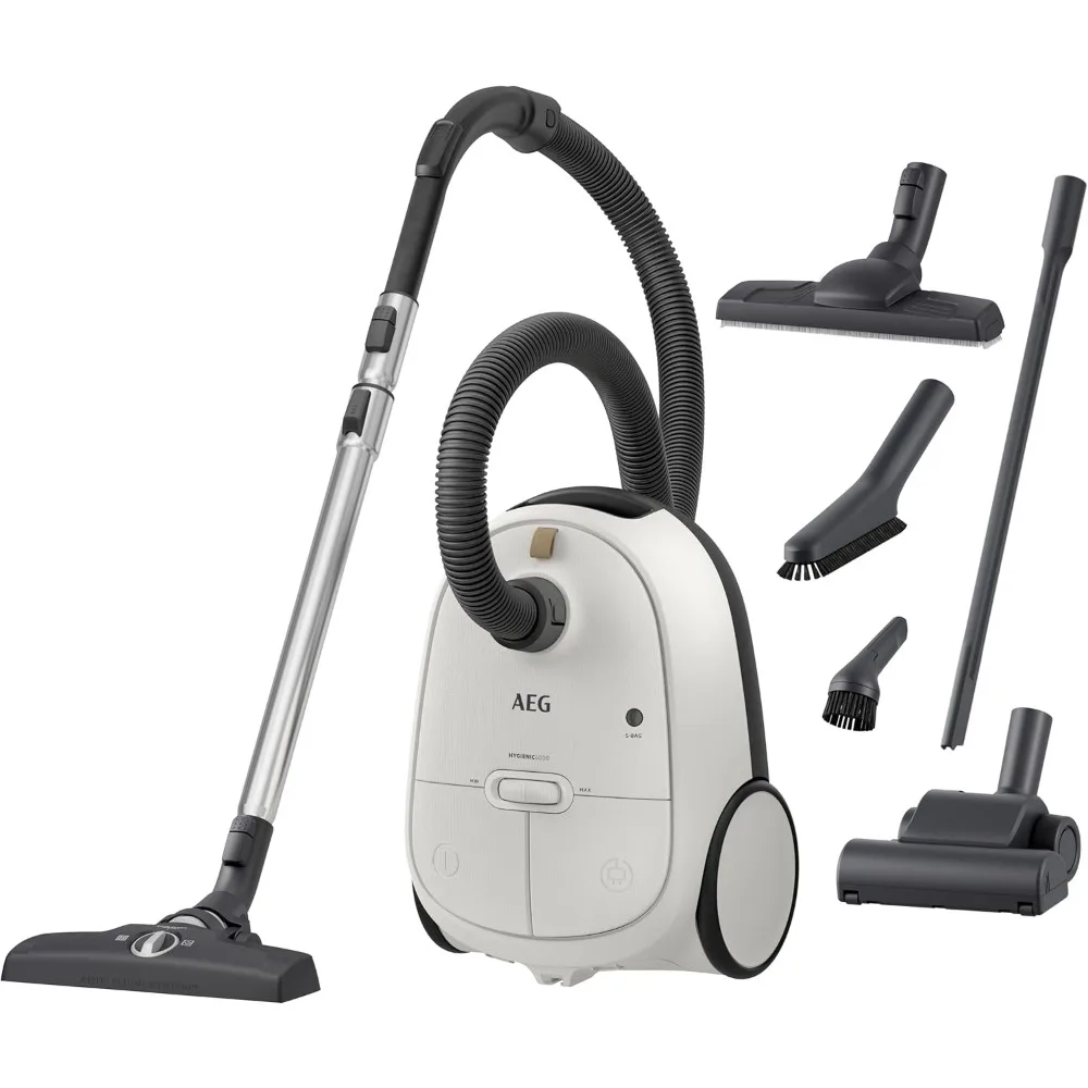 Aspiradora Trineo con Bolsa, 850W de Potencia, 3,5L Capacidad, Radio acción 12m, Ruedas XL, Filtro Lavable