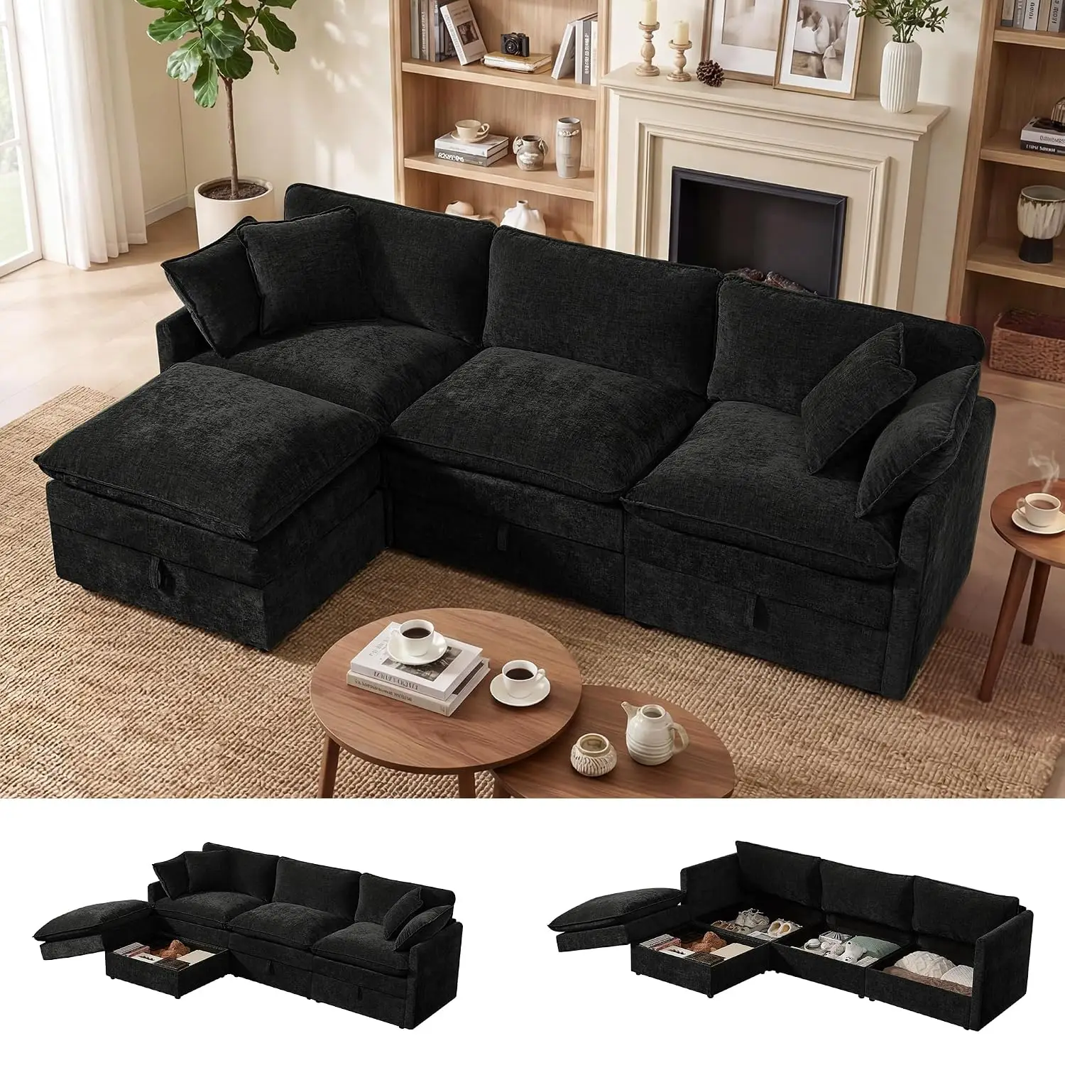 Modular Sectional Sofa with Storage Ottomans,103