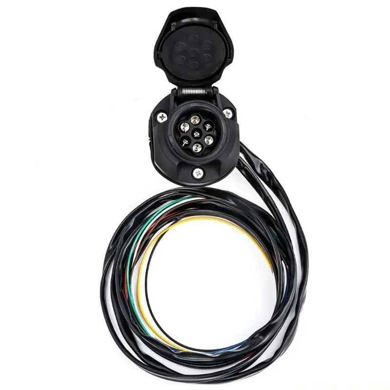 

J0MA Flexible 7 Pin Trailer Wiring Harness Connector Adapter with Spring Design to Prevent Tangling Breakage for Easy Storage