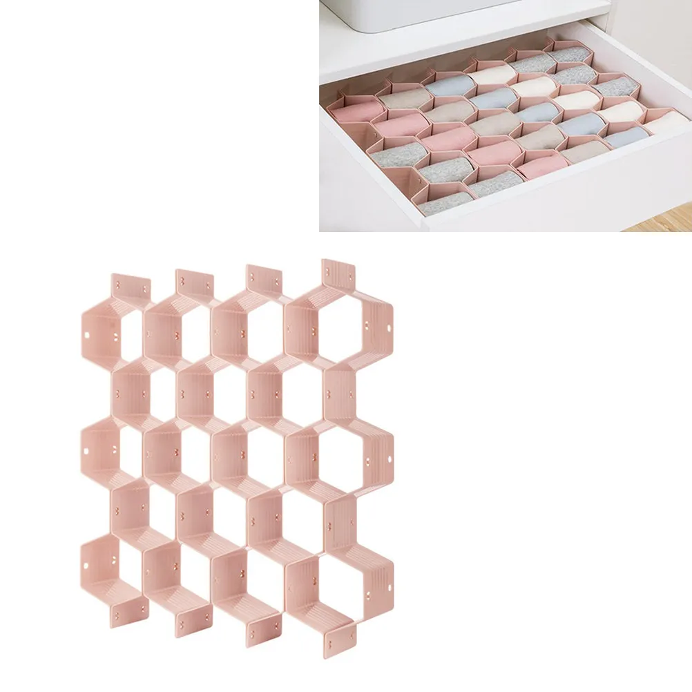 Honeycomb Style Plastic Drawer Organizer Box Closet Storage Divider for Socks Underwear Towels Ties Chopsticks Remote Controls