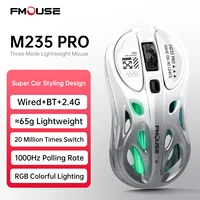 FMOUSE M235Pro ratón inalámbrico Bluetooth e-sports tres modos ordenador portátil juego de oficina RGB hueco ligero modelado de coches deportivos