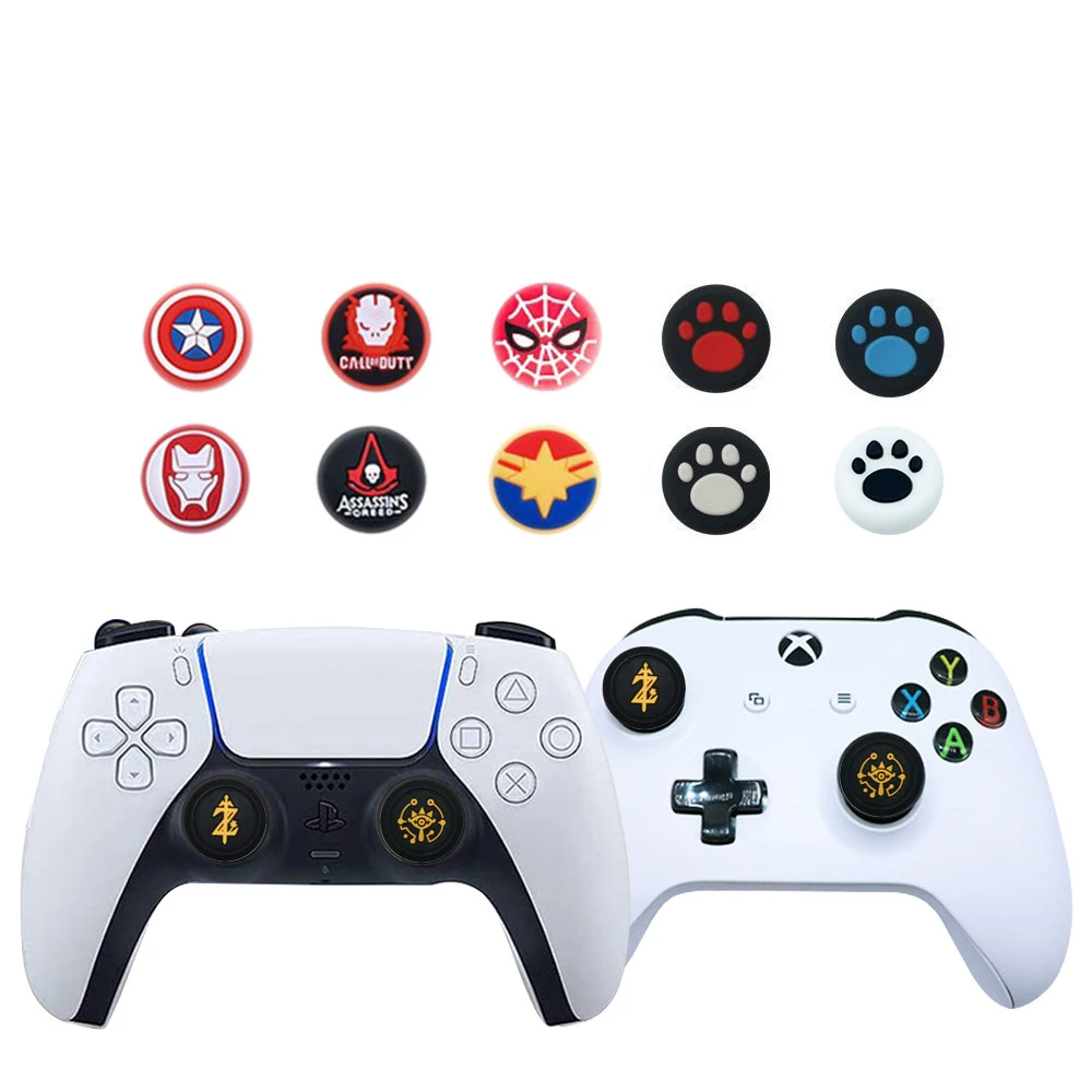 Marvel Spider-Man Captain America Thumbstick Grip Case for Use with Sony Dualshock 5/4/3 Ps5 Ps4 Ps3 Controller