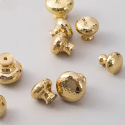 Light Luxury Hammer Pattern Brass Handle Modern Simple Cabinet Drawer Wardrobe Single Hole Solid Brass Small Handle Drawer Knobs