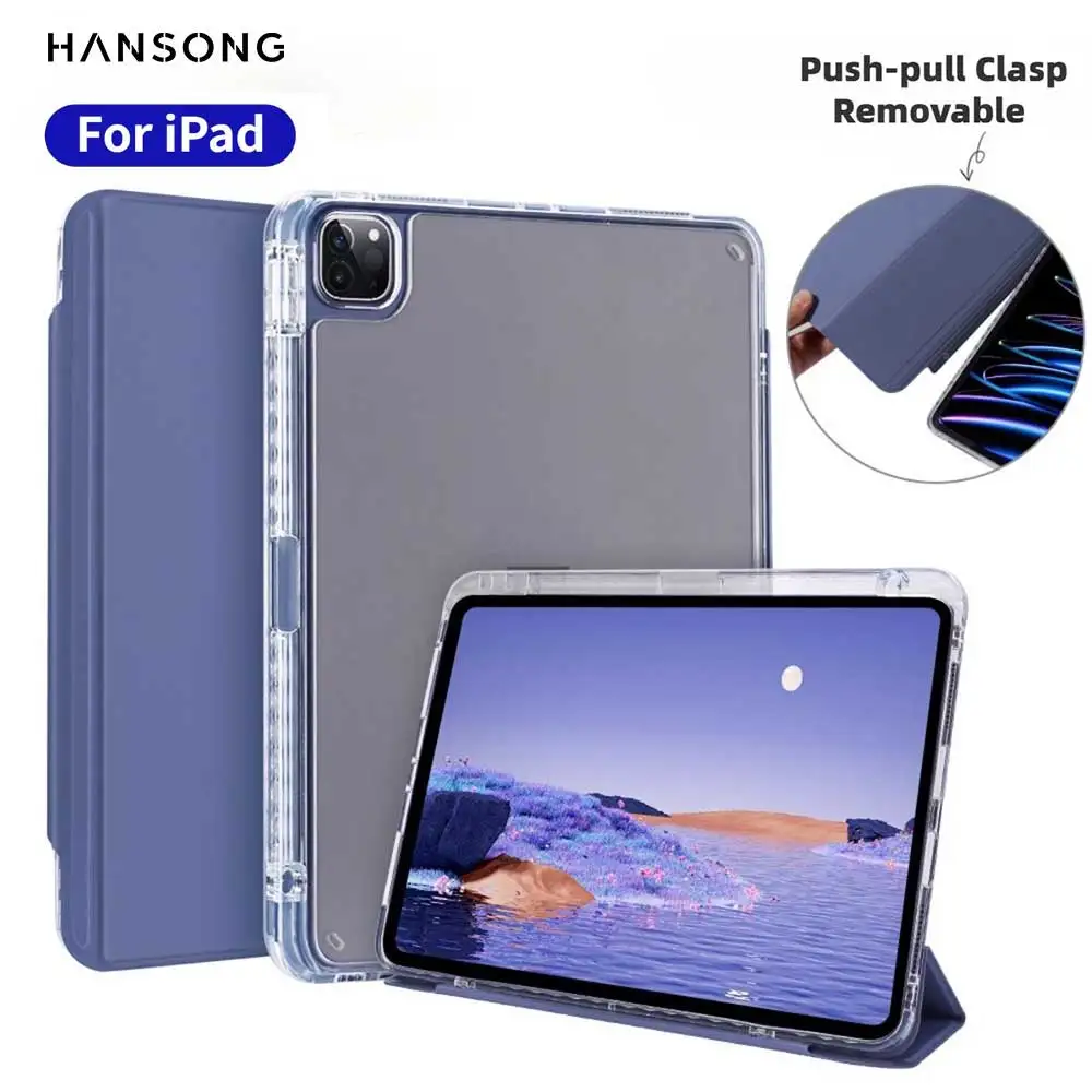 

For iPad 10th Gen 10.9 Case Separable Tablet Cover for 10.2 7/8/9th Generation 9.7 5/6th Air2 Pro 11 12.9 10.5 with Pen Slot TPU