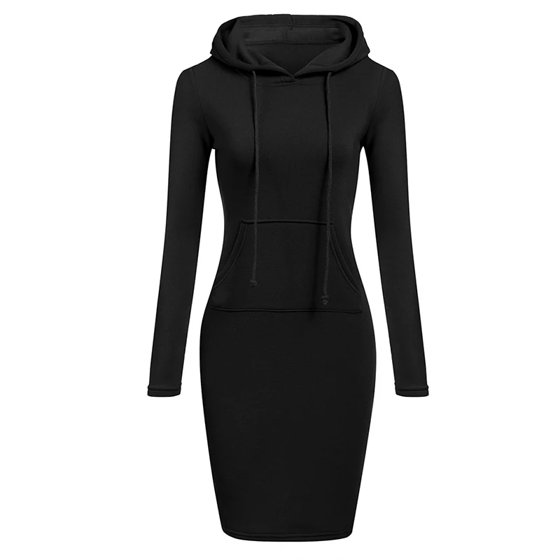 

Autumn Winter Women Hoodies Dress Long Sweatshirts Patchwork New Fashion FemalePullovers Hoodie Tops Causal Plus Size Coats