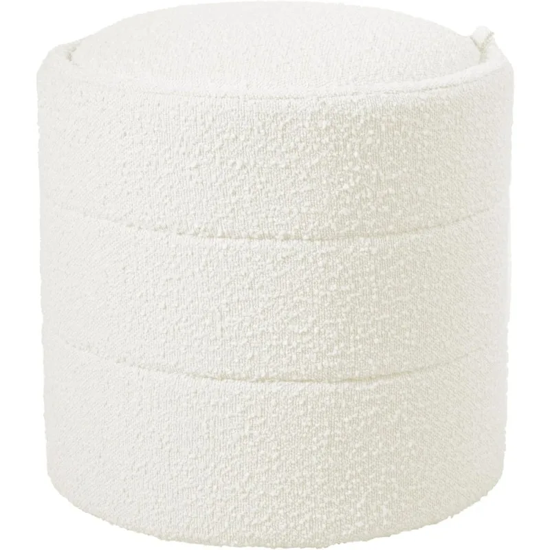 

Storage Round Ottoman with Removable Lid Home Décor|Upholstered Round Foot Rest Ottoman - Cream Boucle