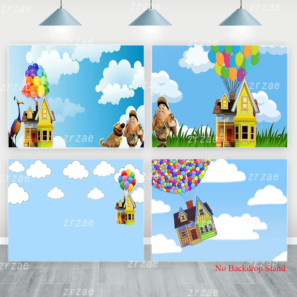 Adventure Up Backdrop Kid Photography Cover Balloon Sky Cloud Photo Banner Boys Girls Birthday Party Baby Room Background Decor