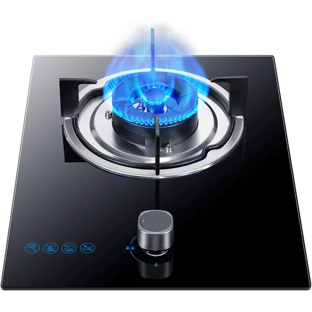 

Burners Gas Hob gas hob Built-in Gas Stove 1 Burner Wok 5.0kW Triple Ring Fierce Fire Black Glass Cooker(Ng)