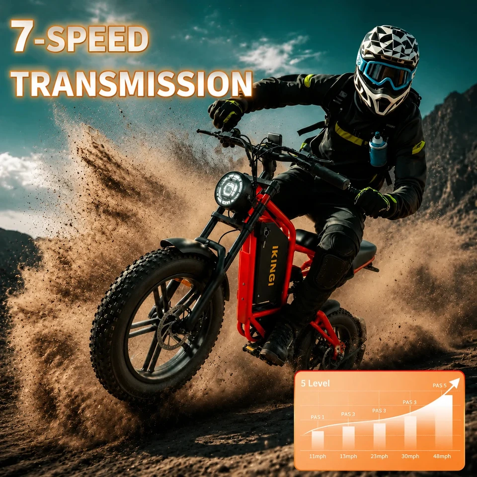 1500W Peak Motor Electric Bike 60V 23.4Ah Removable Battery Full Suspension 7 Speed Fat Tire Off Road E Bike Max 32 Miles Range image 4