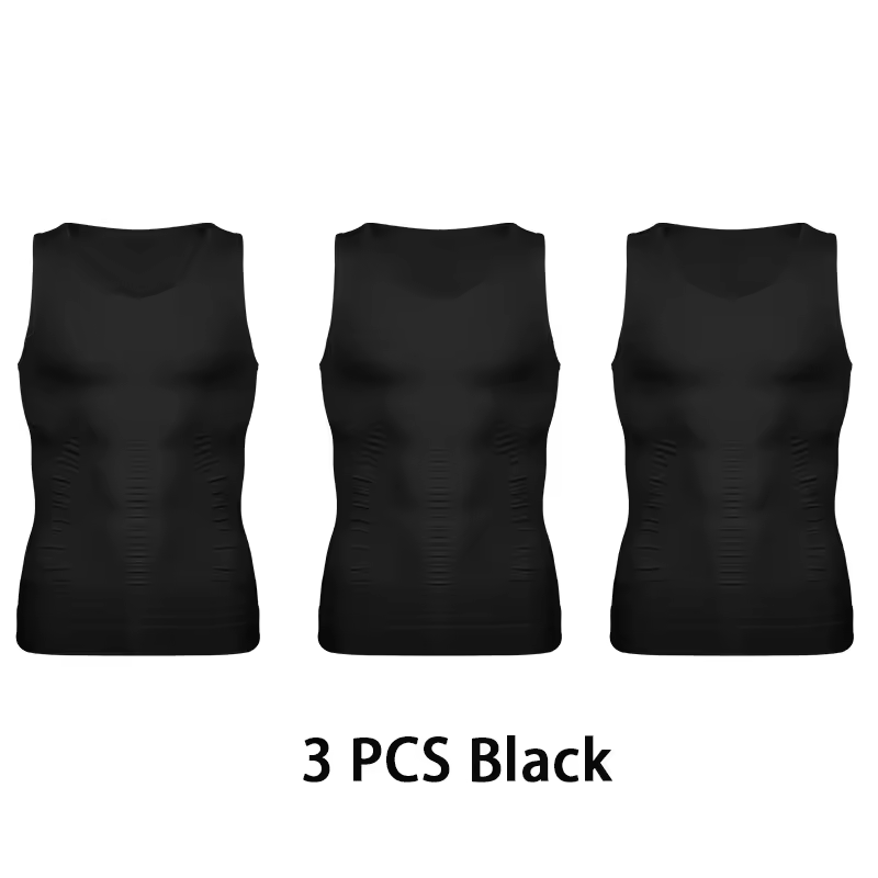 Mens Slimming Body Shaper Vest Shirt Abs Abdomen Slim Gym Workout Tummy Control Compression Tank Top Sleeveless Shapewear - Image 32