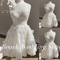 Beach Customized Wedding Dress Spaghetti Straps Mini Appliques Lace Up A Line Dresses For Women Maternity Vestidos Para Mulhere