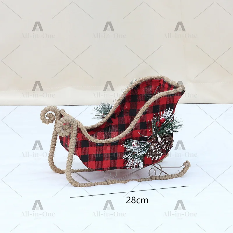 Christmas decorations,ornaments, pine cones, hemp ropes, decorative creative fabrics, Christmas snowmobile, deer cart, set props