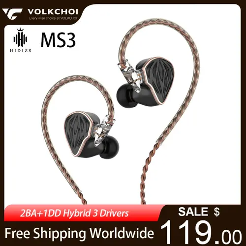Hidizs Ms3 Auriculares In-Ear 2Ba+1Dd Hybrid 3 Controladores