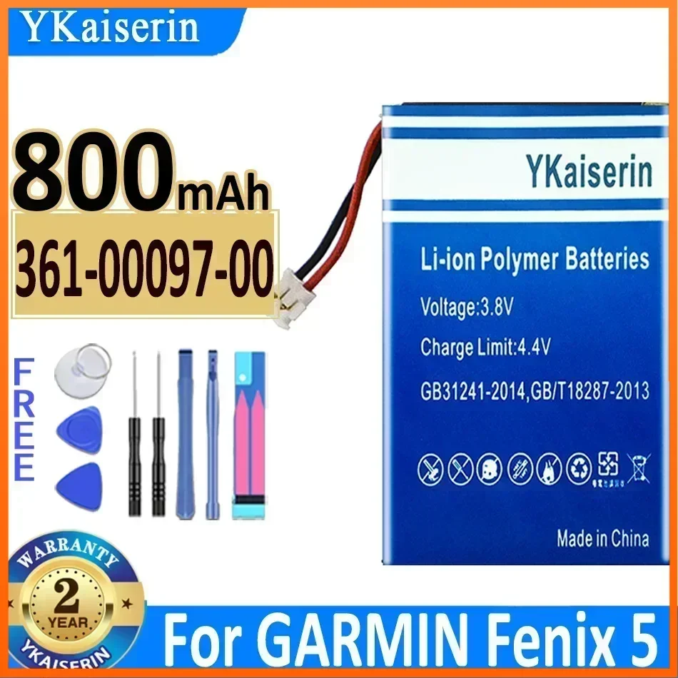 YKaiserin Cell Phone Battery 361-00097-00 800mAh for GARMIN Fenix 5 Fenix5  Rechargeable Batteries Bateria + Track Code Warranty