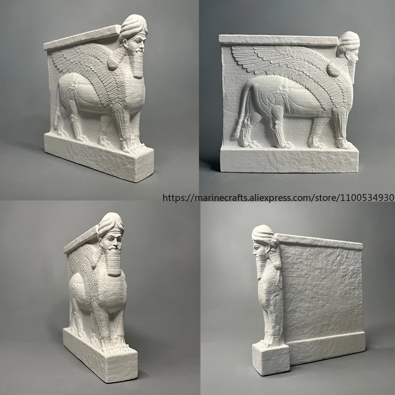 

Iraqi Assyrian Cultural People Head-Winged Bull Birthday Home Decoration Creative Ornament Statue Room Decor