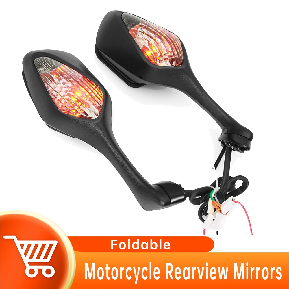 2* Motorcylce Rearview Mirror with LED Turn Signal Light  Foldable Style for Honda CBR1000RR 2008-2016 VFR1200 2010-2012