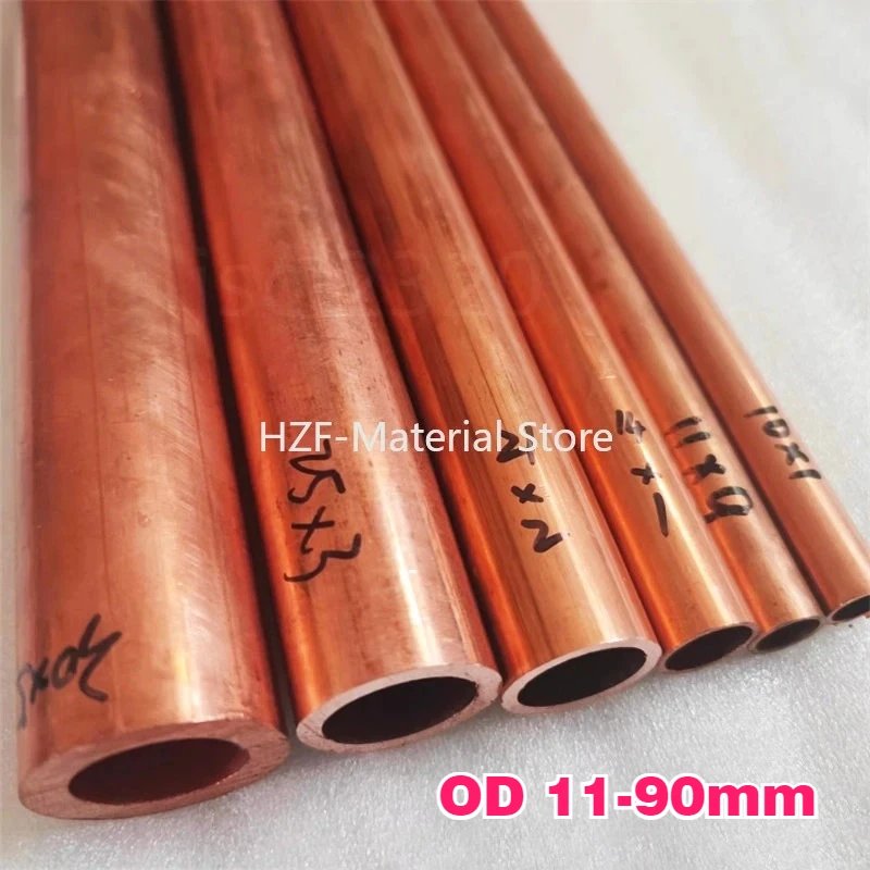 1Pc Length 100/500mm T2 Red Copper Tube OD 11-90mm Hollow Copper Tube Hard-Drawn Straight Tube Round Pipe