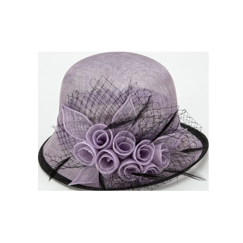 Philippine senior linen gauze hat Fashion courtesan top hat British elegant women\'s banquet formal hat