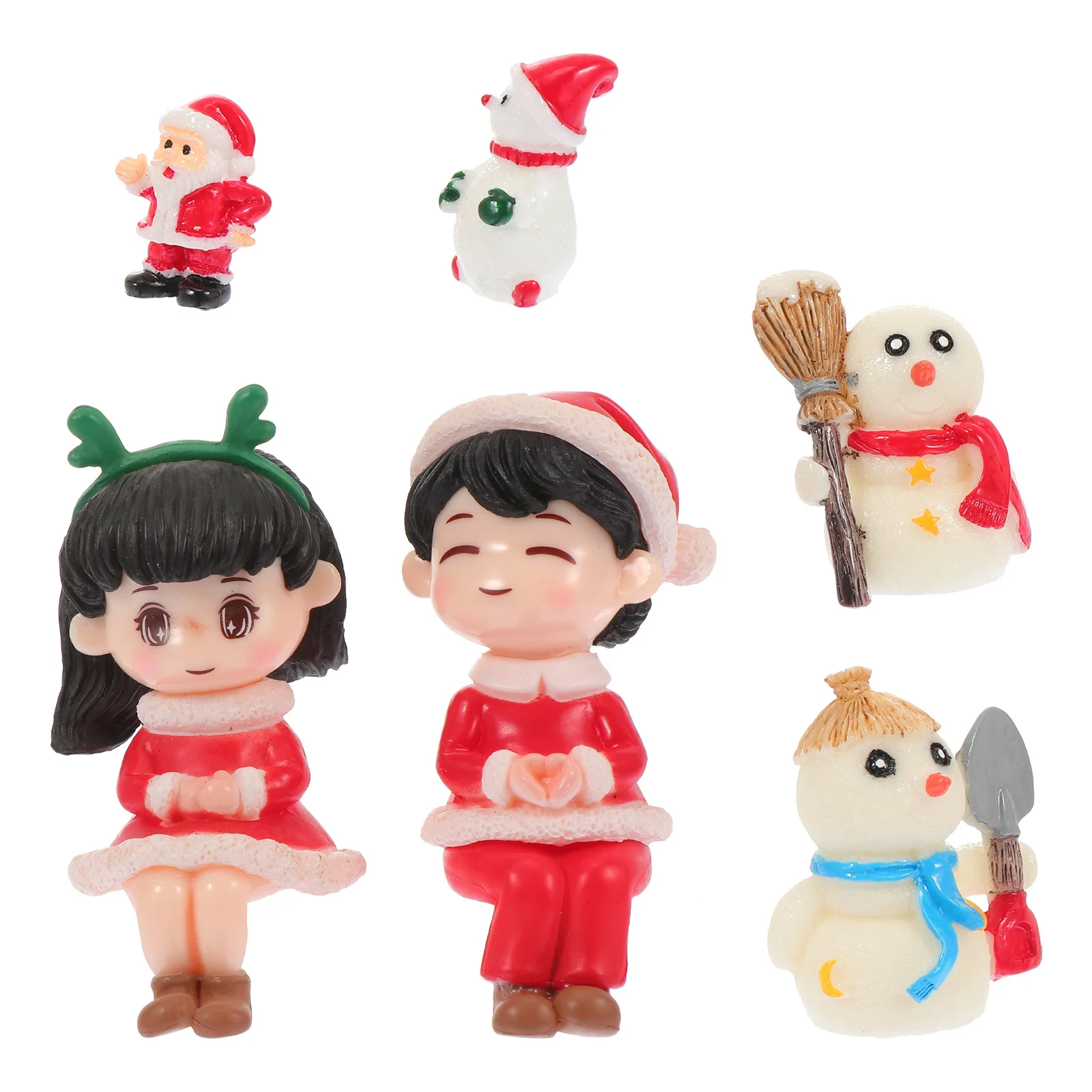 

6pcs Eco Bottle Figurines Resin Craft Garden Ornament Xmas Mini Snowman Decor Christmas Miniature Scene Layout Desktop Decor Diy