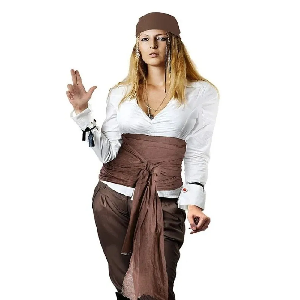 Canvas Pirate Headband Waist Belt Head Wrap Triangle Scarf Halloween Scarf Belt Solid Color Medieval Renaissance Cosplay Costume