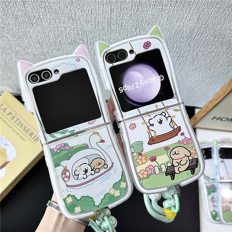 

Dog Swing Phone Case for Samsung Galaxy Z Flip 6 5 4 3 Protective Back Cover for ZFlip4 ZFlip5 ZFlip6 Case