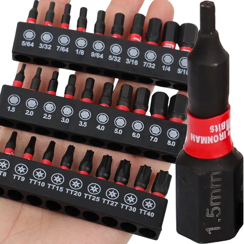 10pcs Multi Impact Allen Wrench Drill Bit with Base Black Steel Hex-Shank Electric Drill Tools Magnetic Screwdriver Driver Head