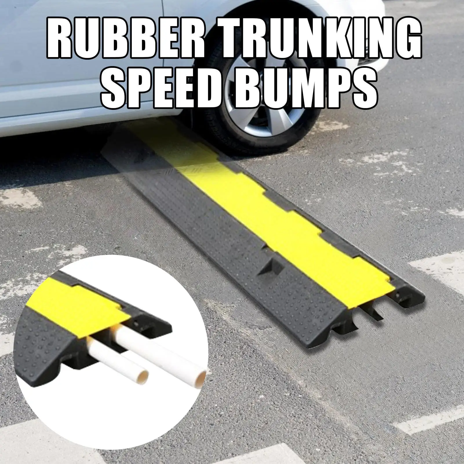 Cable Protector Ramp Wire Cable Cover Cord Guard 2 Channels Rubber PVC Speed Bump Parking Driveway Traffic