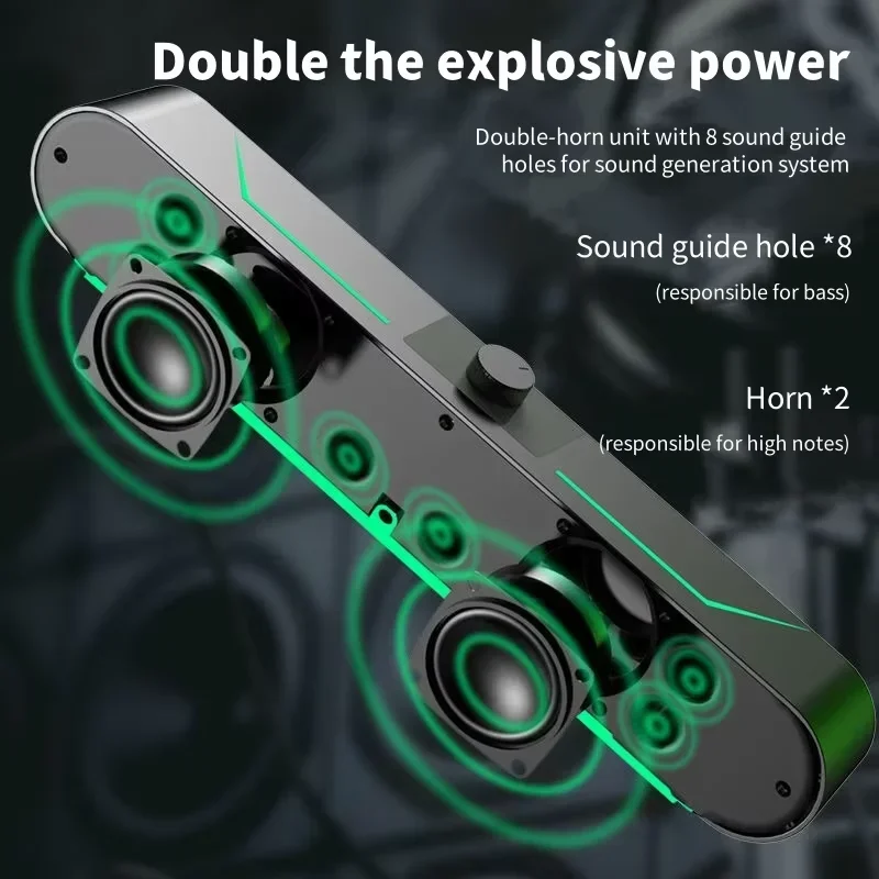 PC-Soundbar, kabelgebunden/kabellos, Bluetooth-Lautsprecher, 4D-USB-betriebene Soundbar für TV, PC, Laptop, Gaming, Heimkino, Surround-Audiosystem